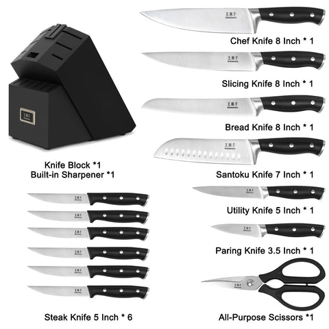 WANGMAZI 8-inch chef knife showing laser-edge precision