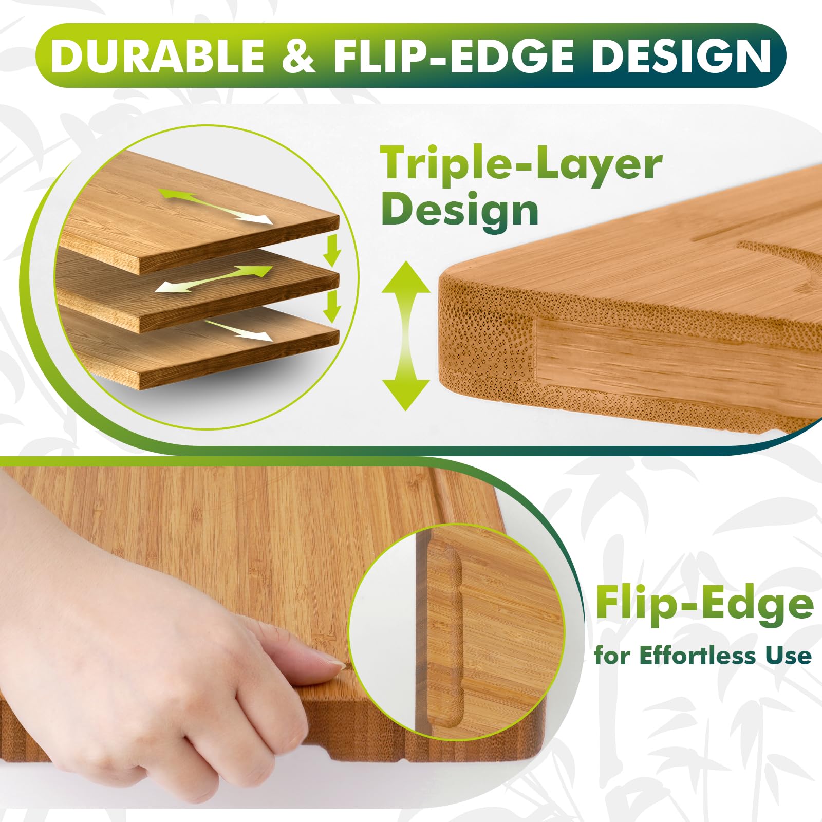 WANGMUXIA cutting board with ergonomic side handles ready for easy transfer in kitchen