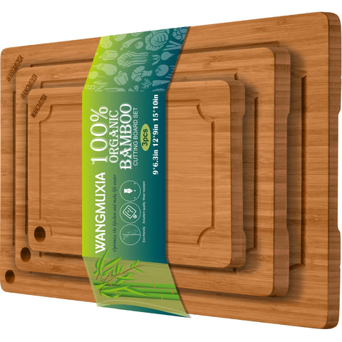 WANGMUXIA bamboo cutting board compact carbonized surface close-up highlighting density and knife-resistance