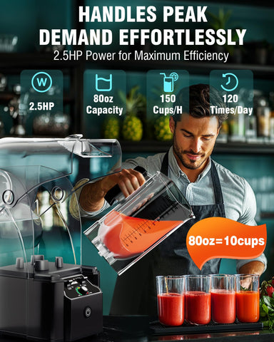 Powerful 2200W motor delivers fast, smooth blends with WantJoin blender