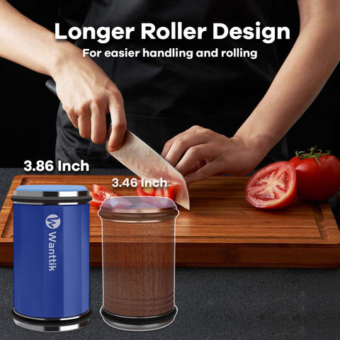 WANTTIK knife sharpener with leather strop to remove burrs after sharpening