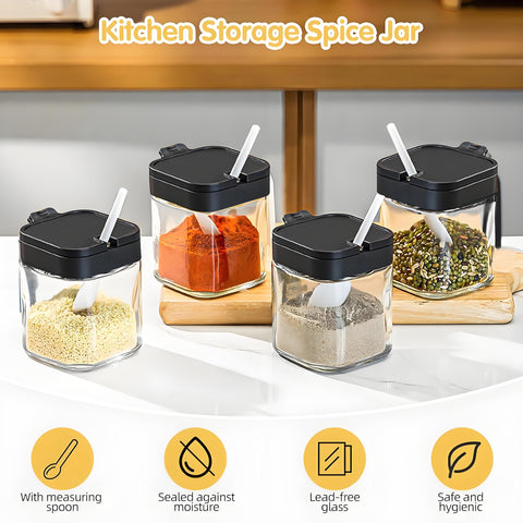 WANYISHUN clear glass spice jar 300 ml showing transparent contents for easy selection.