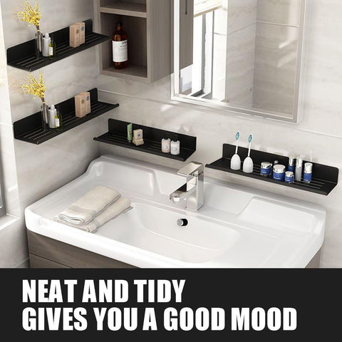 WANYISHUN floating shelf with drain holes promotes airflow and keeps items dry.