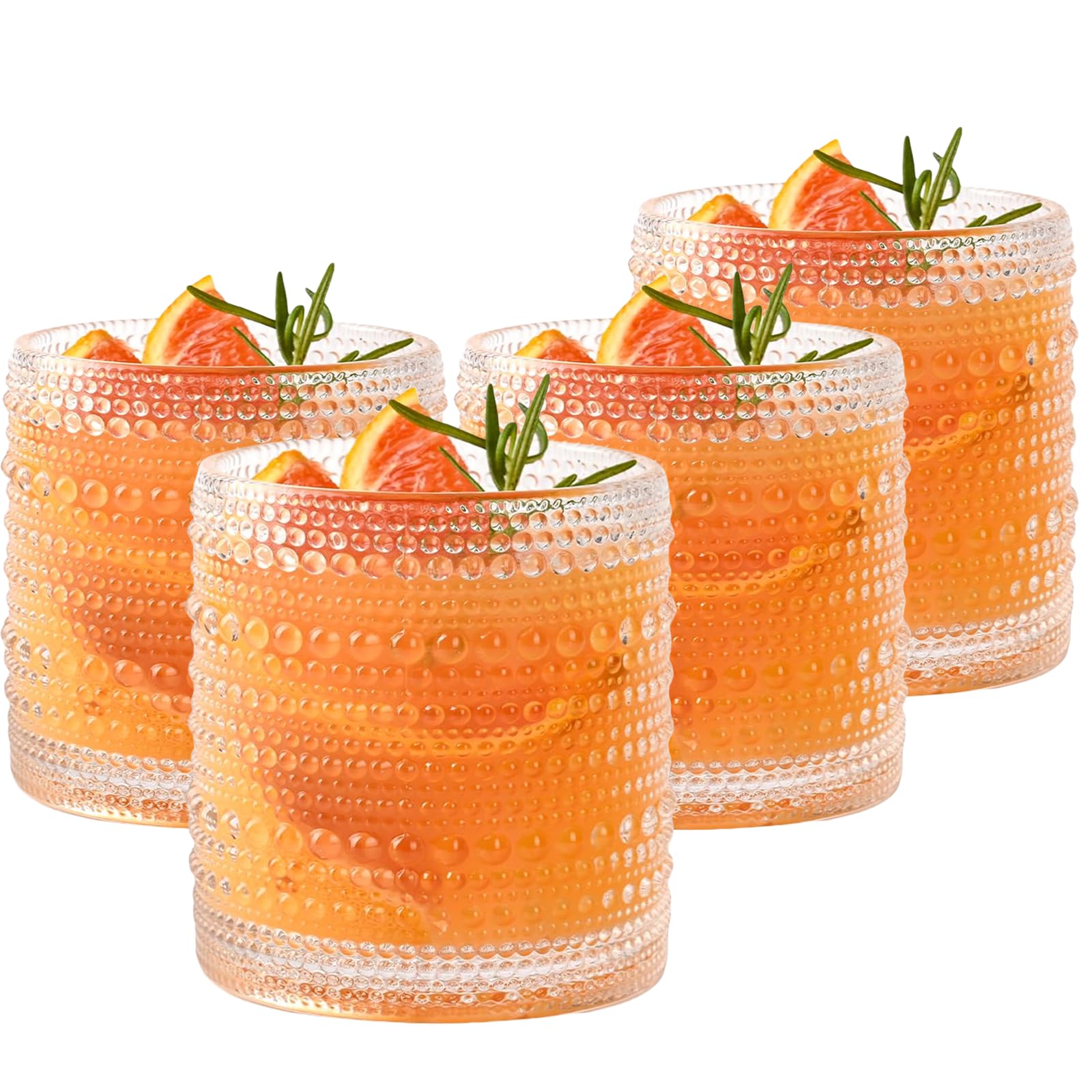 WANYISHUN hobnail glass set with beaded design for elegant table service.