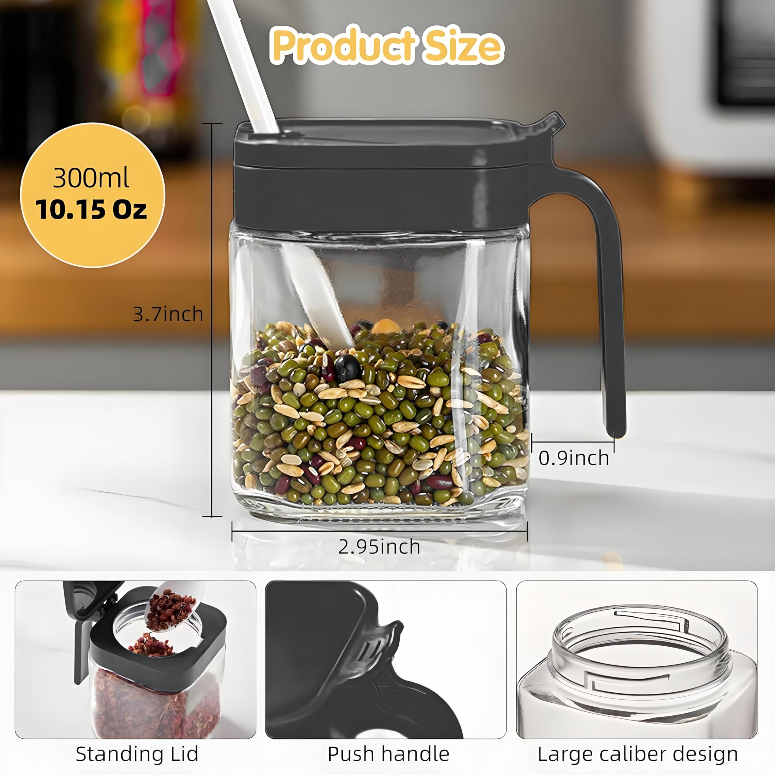 WANYISHUN airtight lid keeps seasonings fresh and reduces moisture.