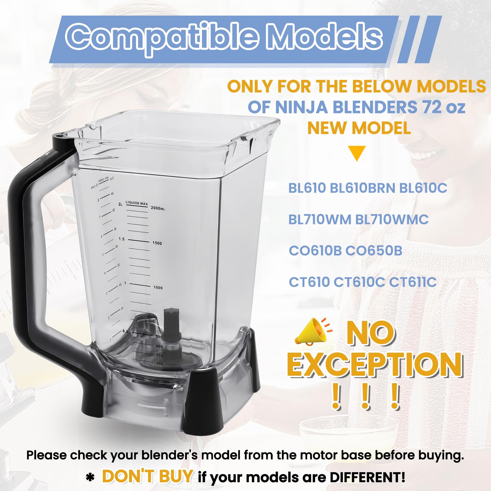 WARDFYT 72oz pitcher side view highlighting easy cleaning and BPA-free materials.