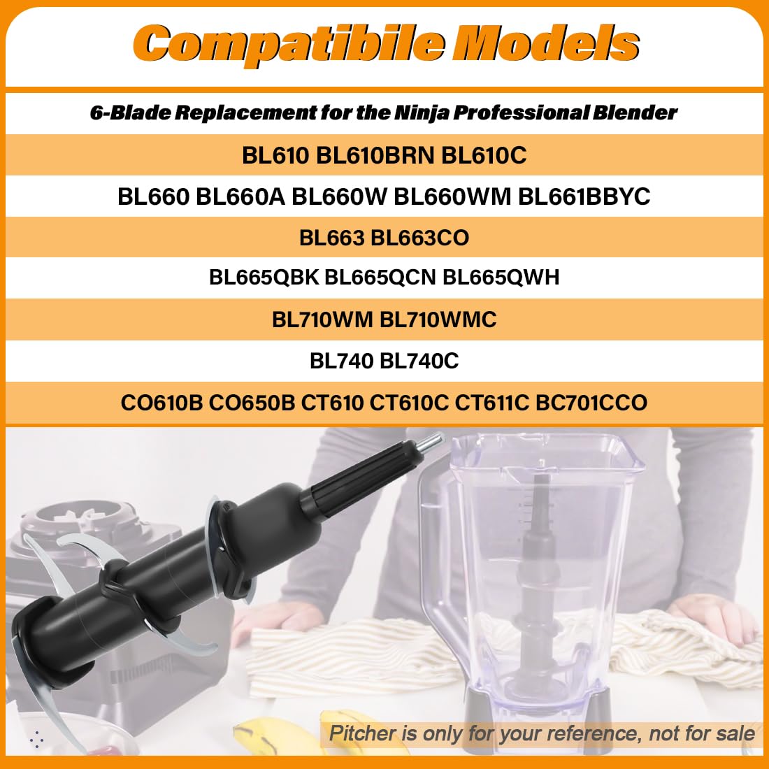 WARDFYT stainless steel blade for Ninja 72oz pitcher resists corrosion and maintains sharpness.