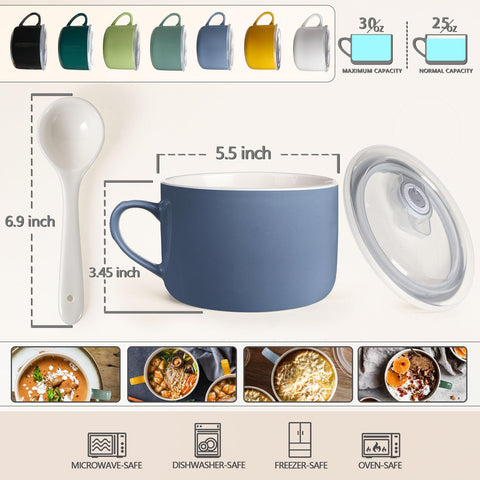 Wareland ramen bowl with lid in sky blue keeps noodles warm.