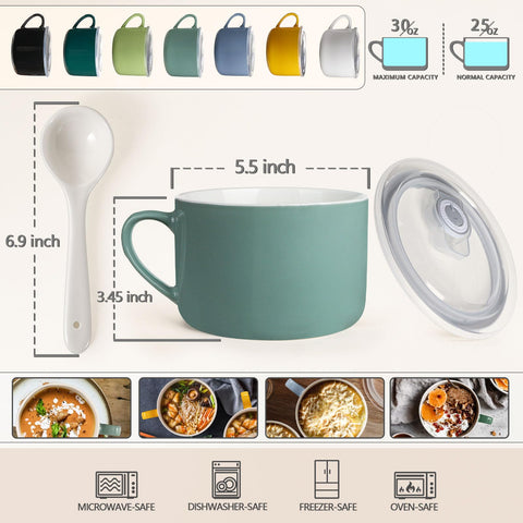 Wareland ramen bowl with lid in teal blue keeps noodles warm.