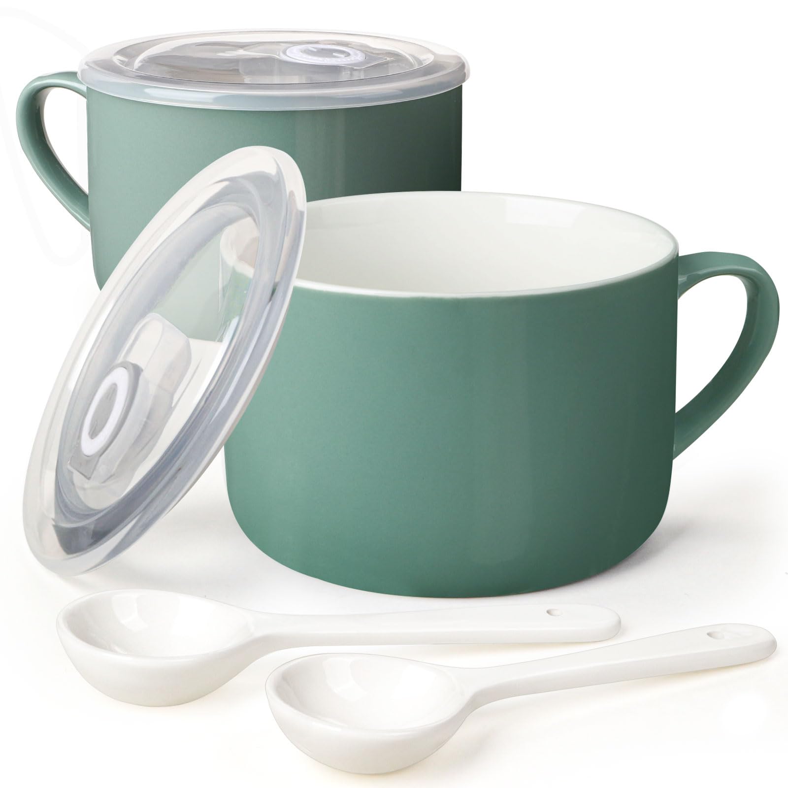 Wareland soup bowls with handles in teal blue, ideal for comforting hot meals.