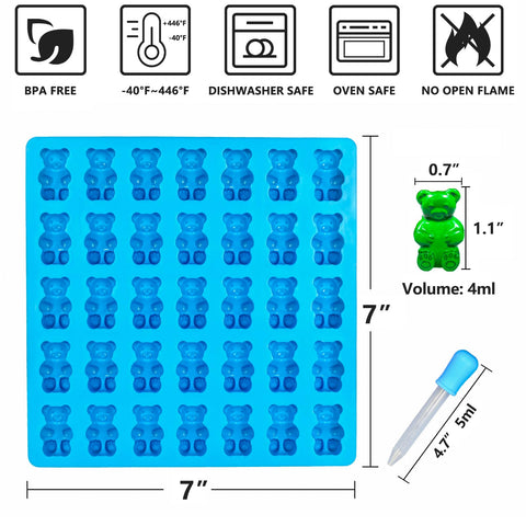WARM TIME silicone mold; non-stick surface for easy release of gummy bears.