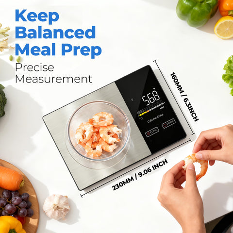 WarmKey scale demonstrates tare function for container-free weighing.