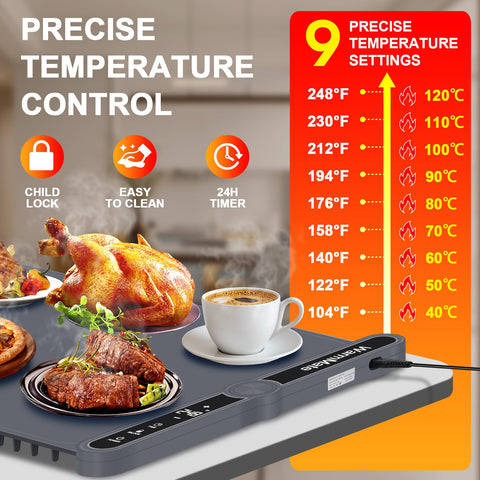 WarmMate with 9-level temperature control for precise warmth across dishes
