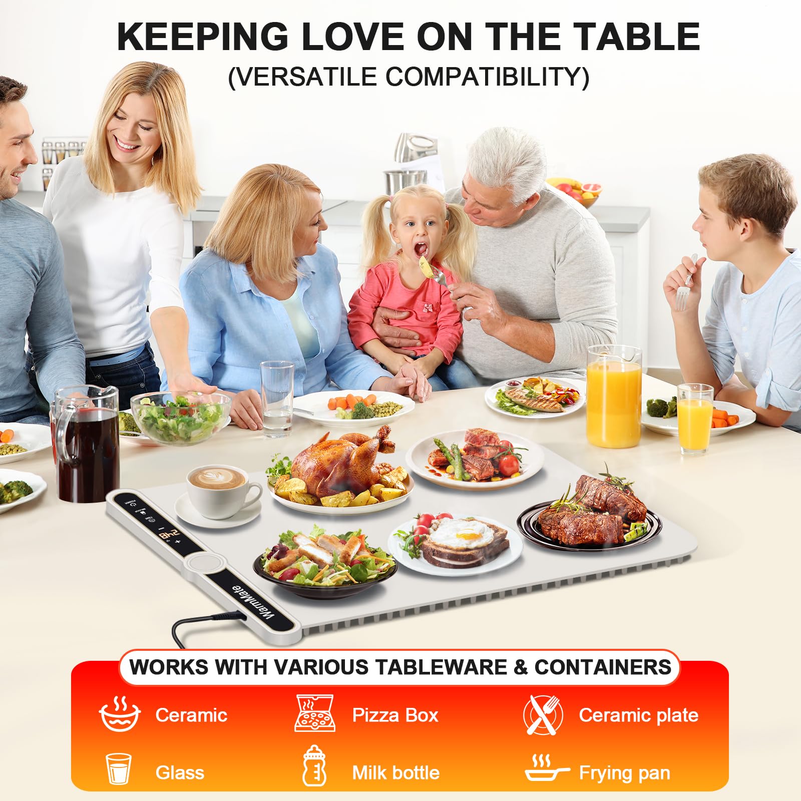WarmMate Portable kitchen-friendly warming tray for home or events