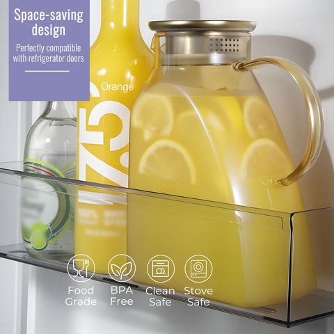 WARMSIMPLE amber glass pitcher with handle and lid for easy pouring.