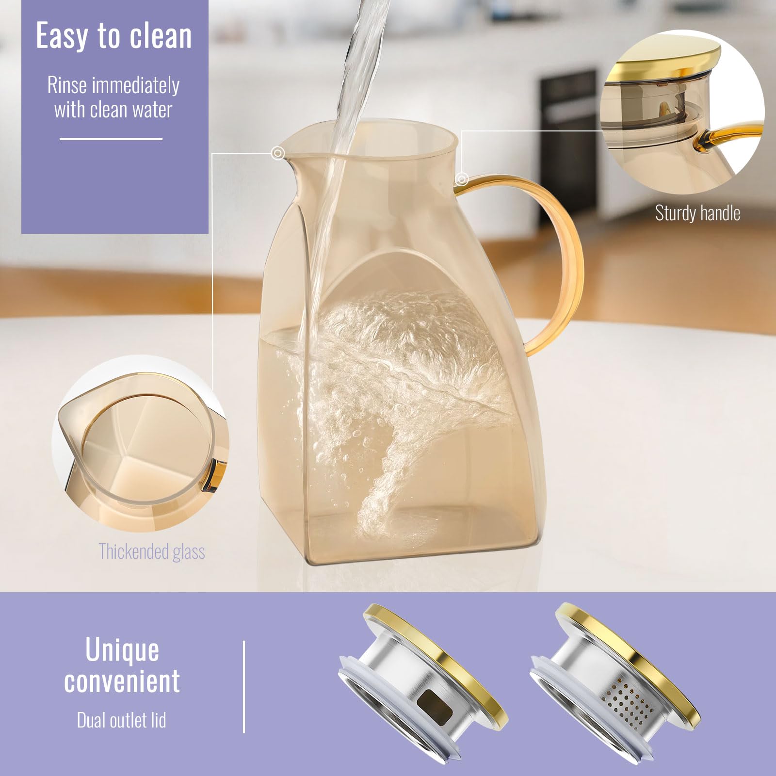 WARMSIMPLE glass pitcher with spout supports controlled pouring.