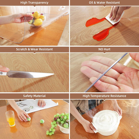 Warmstar PVC clear table protector keeps furniture pristine and easy to wipe.