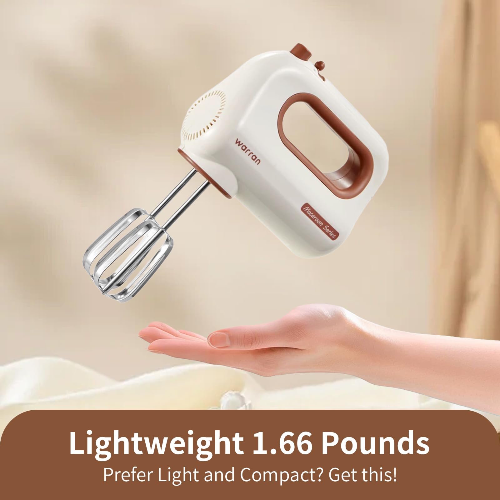 WARRAN quiet-DC motor delivers smooth operation for quiet, comfortable baking sessions.