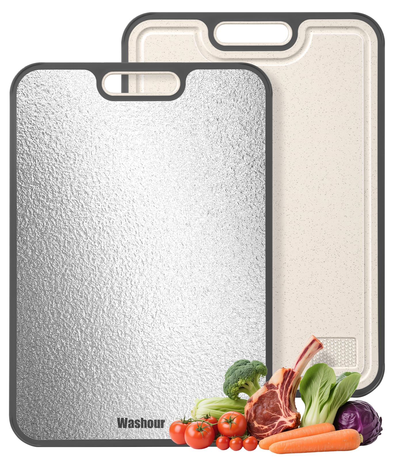 Washour stainless steel cutting board meat-side for hygienic separation