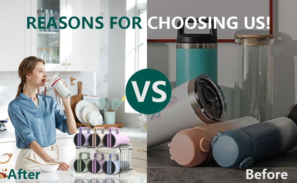 Water Bottle Organizer drainable design supports air drying after washing for quick reuse.