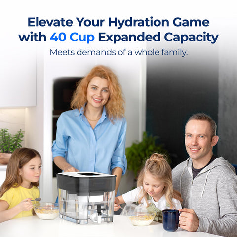 Waterdrop 40 Cup Dual Filter Dispenser NSF-certified label and filter area.