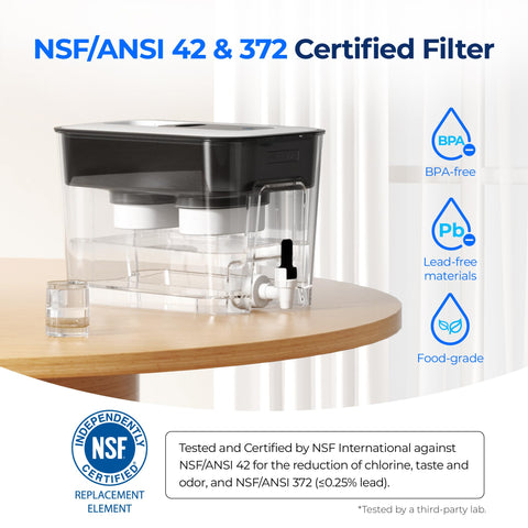 Waterdrop 40 Cup Dual Filter Dispenser replacement area for easy filter swaps.