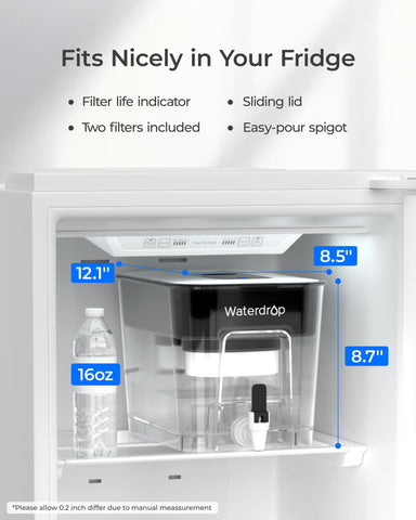 Waterdrop 40 Cup Dual Filter Dispenser top handle for easy transport.