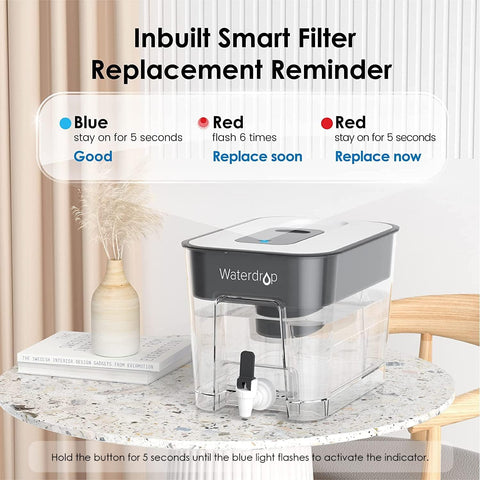 Waterdrop pour spout enables smooth, spill-free drinking water.