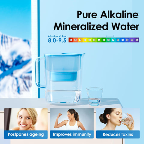 Waterdrop Alkaline Lucid pitcher filter indicator light signals replacement.