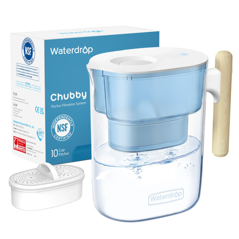 Waterdrop Chubby 10-cup pitcher blue with easy pour for refills