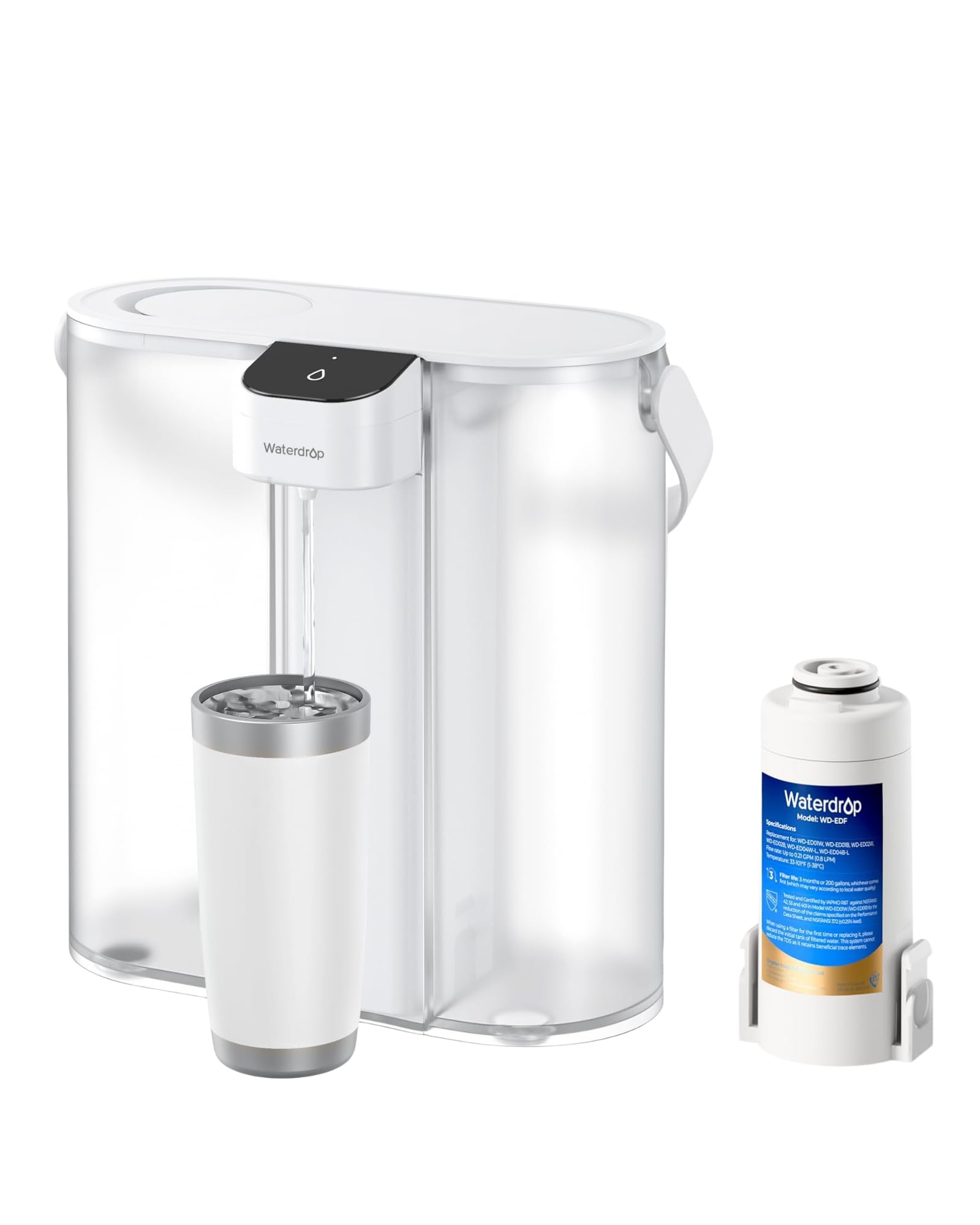 Waterdrop Compact Electric Water Filter Pitcher pours clean water for instant hydration.