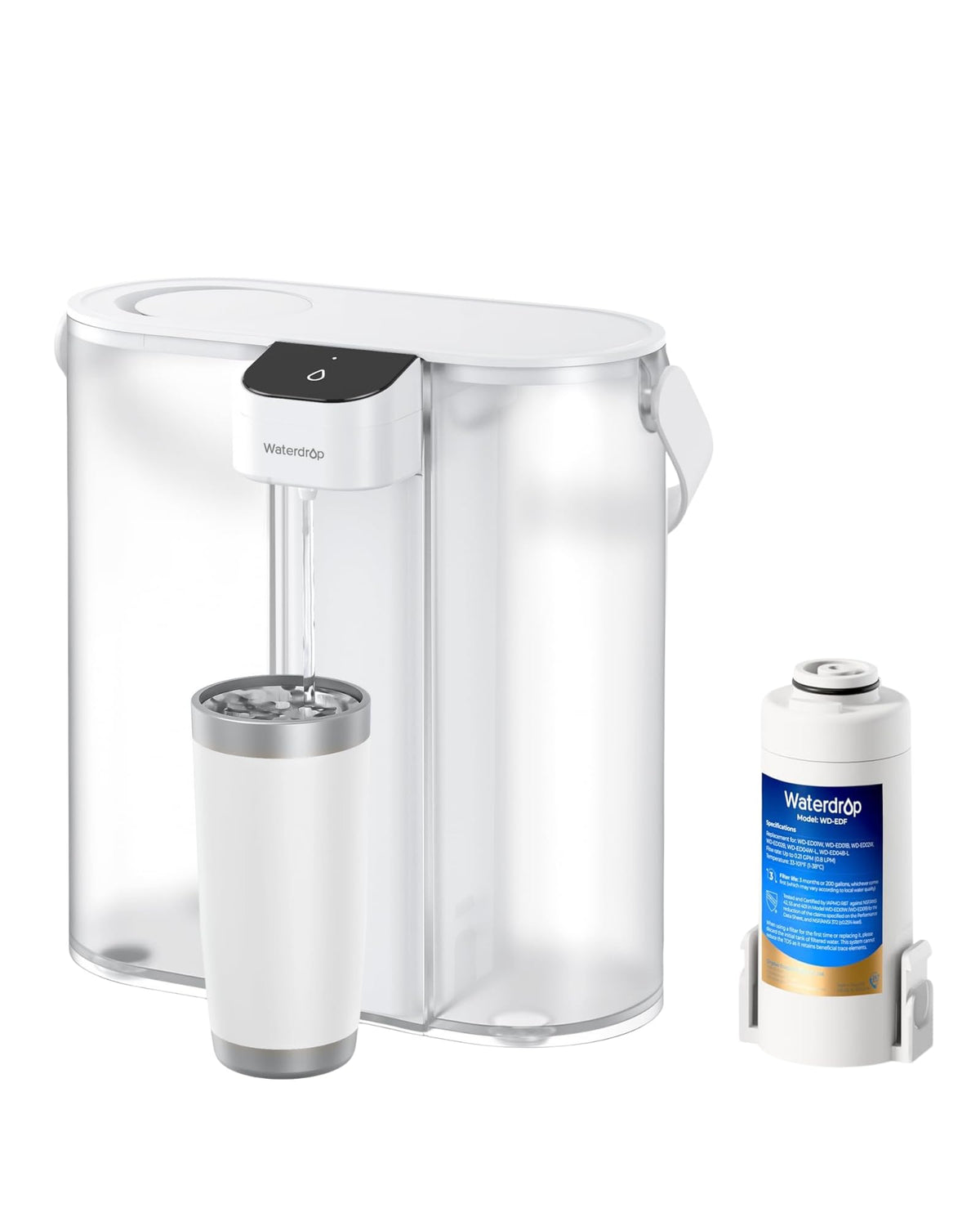 Waterdrop Compact Electric Water Filter Pitcher pours clean water for instant hydration.