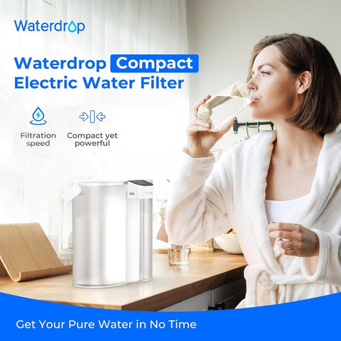 Waterdrop pitcher with removable lid enables easy refills and cleaning.