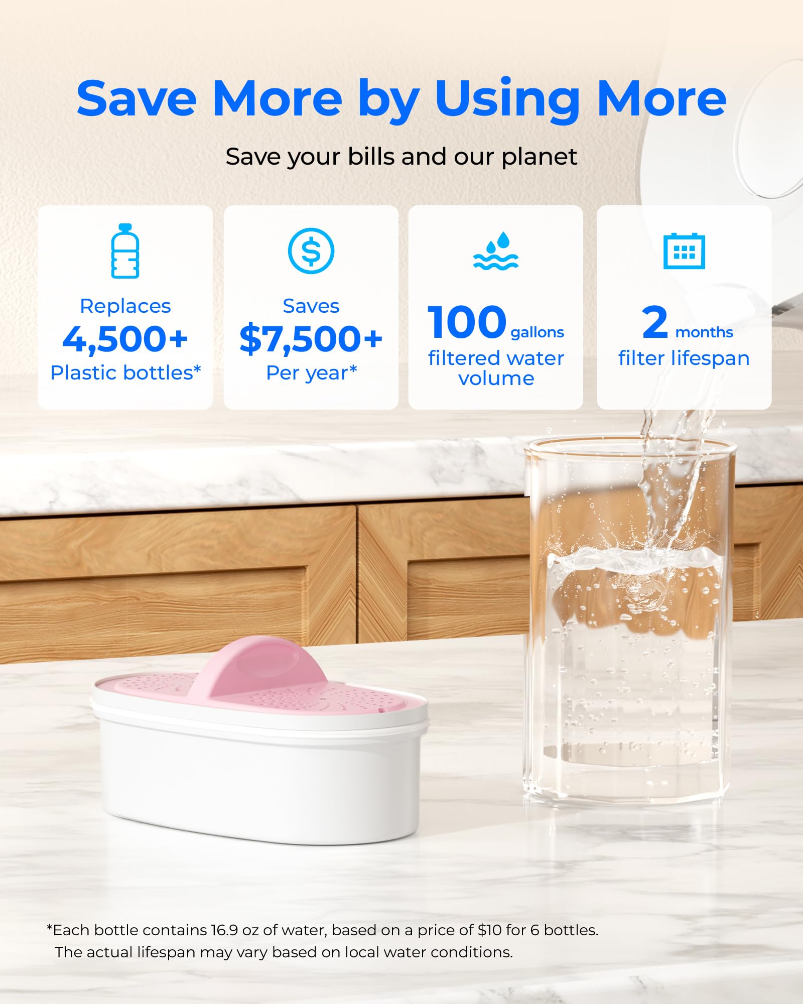 Waterdrop setup reduces plastic bottle waste at home.