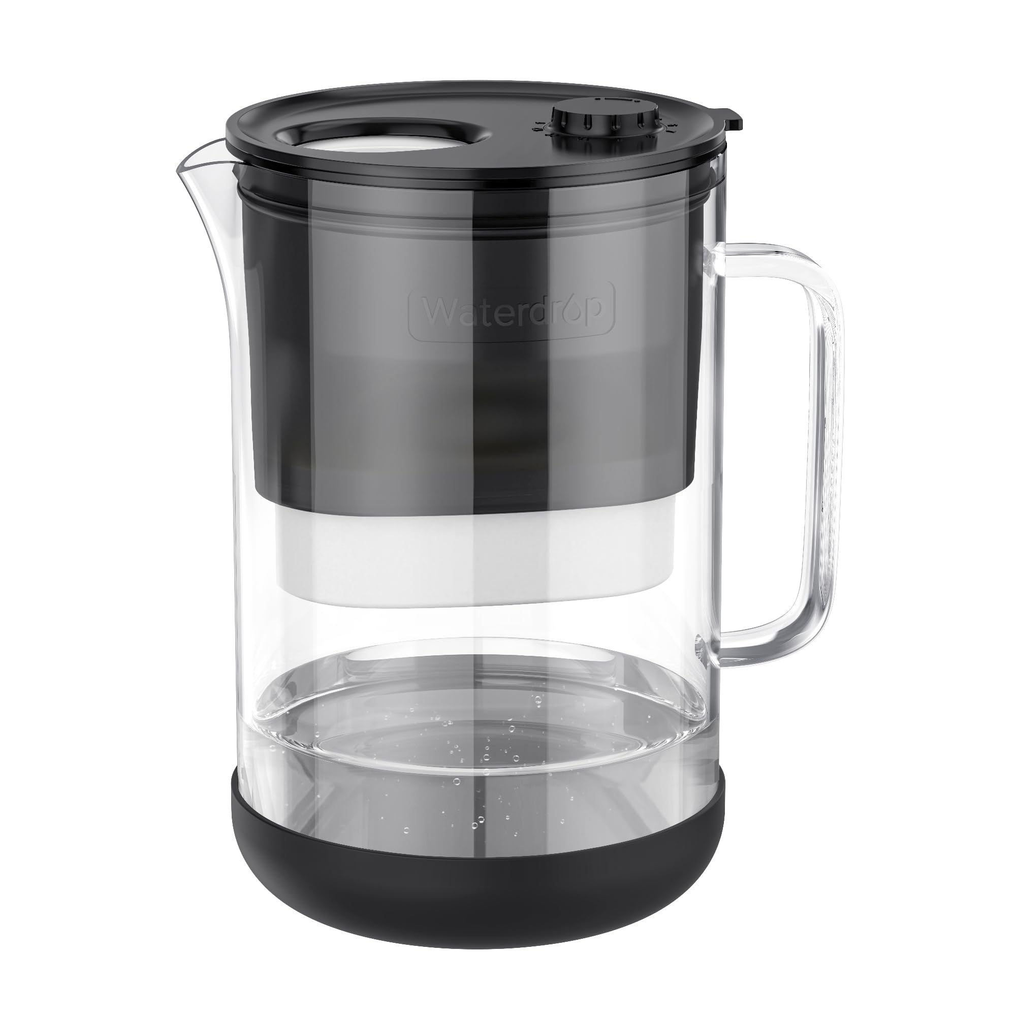 Waterdrop large glass pitcher front view, BPA-free design for pure-tasting water.