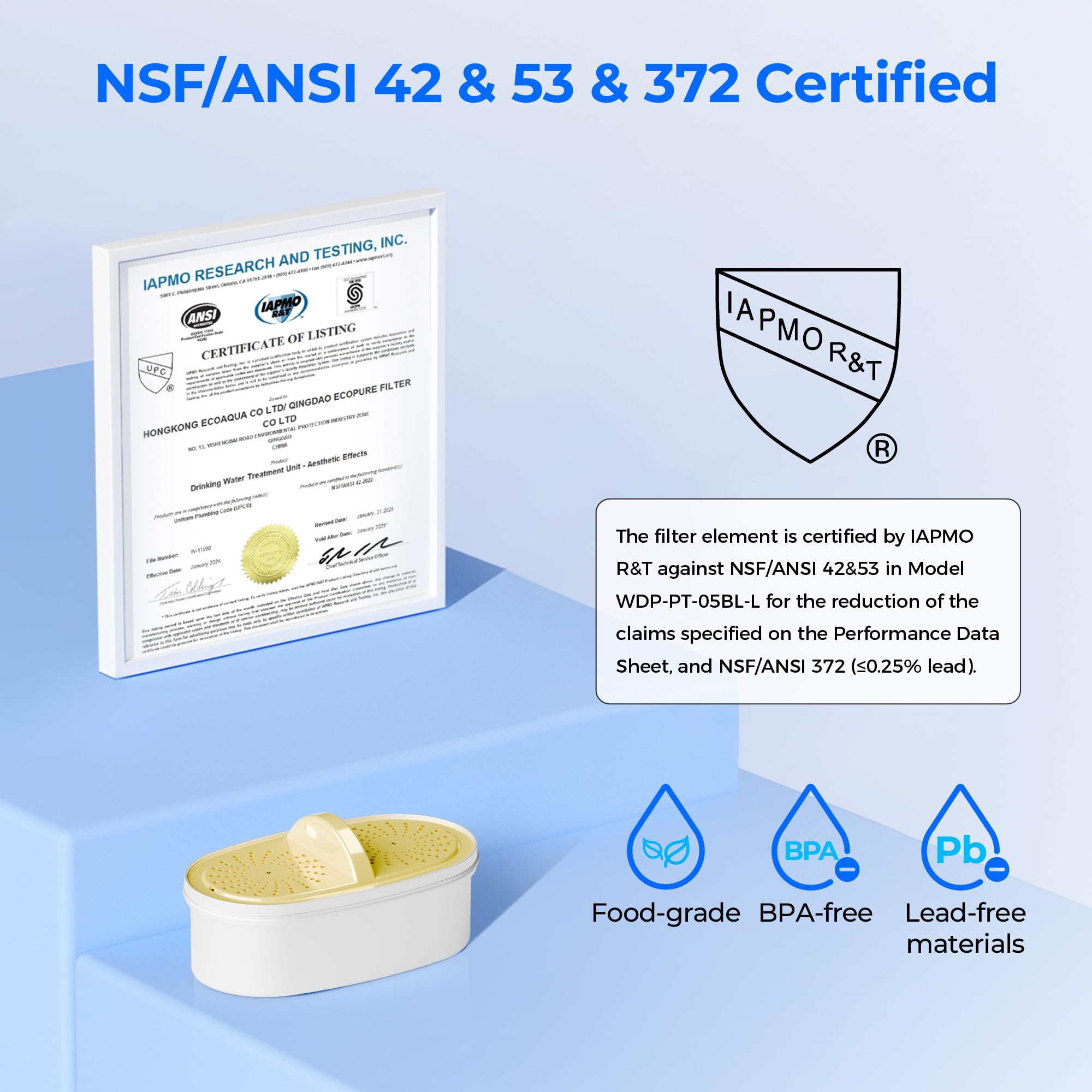 Waterdrop NSF certifications 42 53 372 for safer water