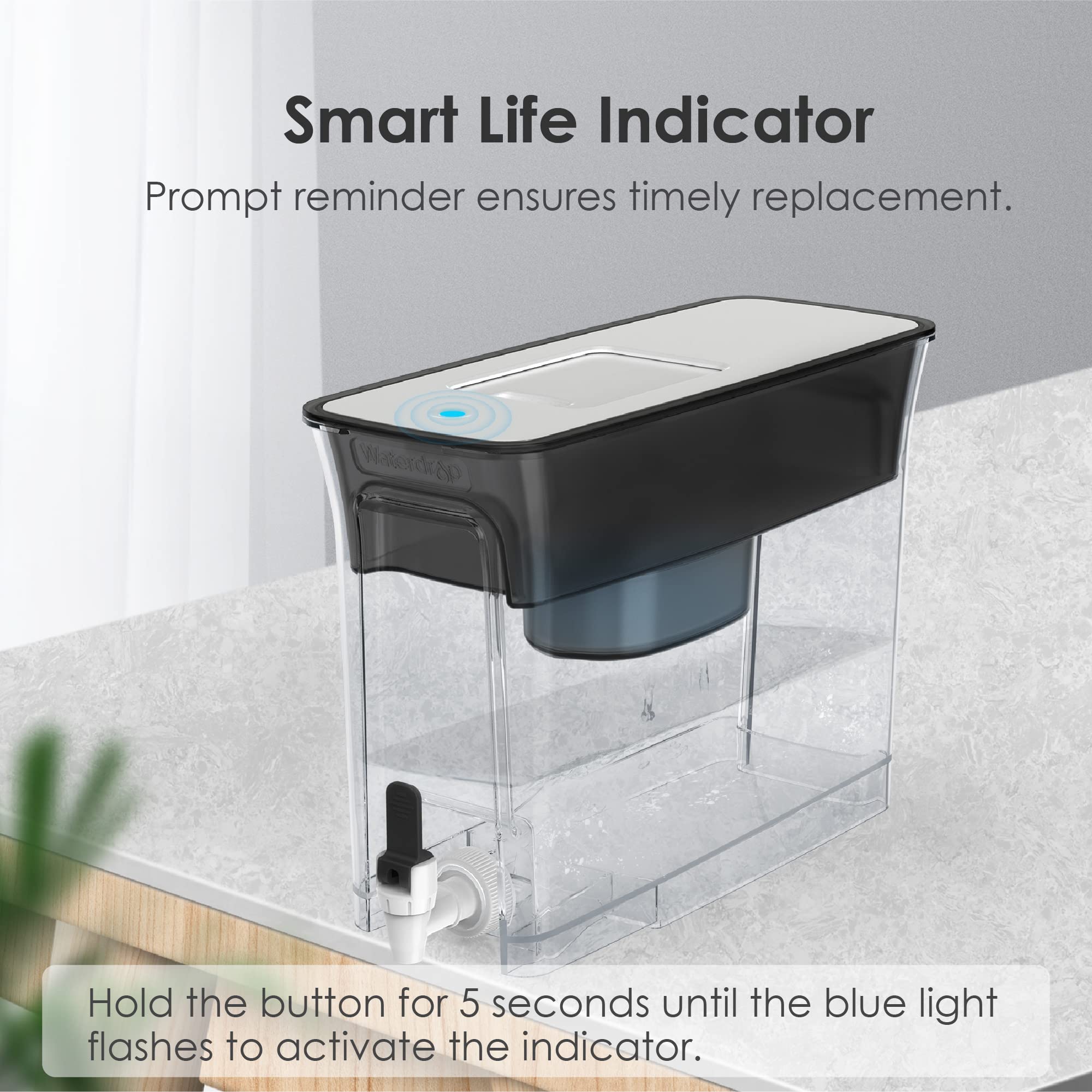 Waterdrop Slim Alkaline Dispenser 35-cup capacity supports family hydration needs