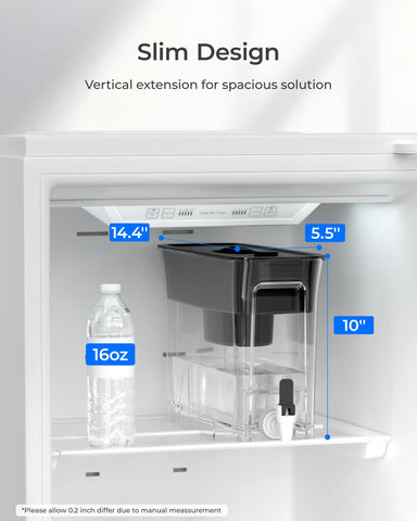 Waterdrop Slim Alkaline Dispenser in refrigerator saves space with a slim profile