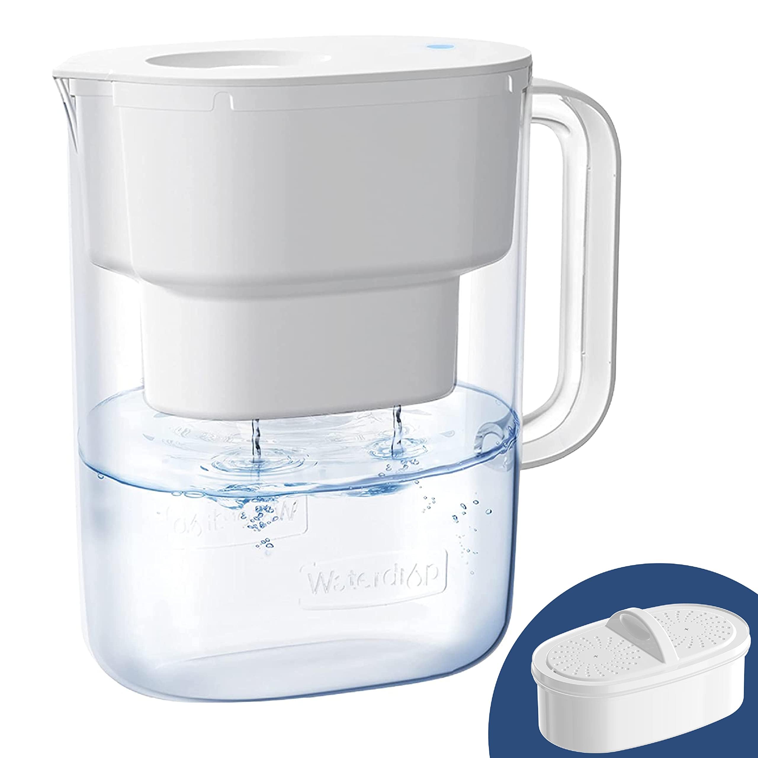 Waterdrop water filter pitcher with hands-free lid for hygienic dispensing