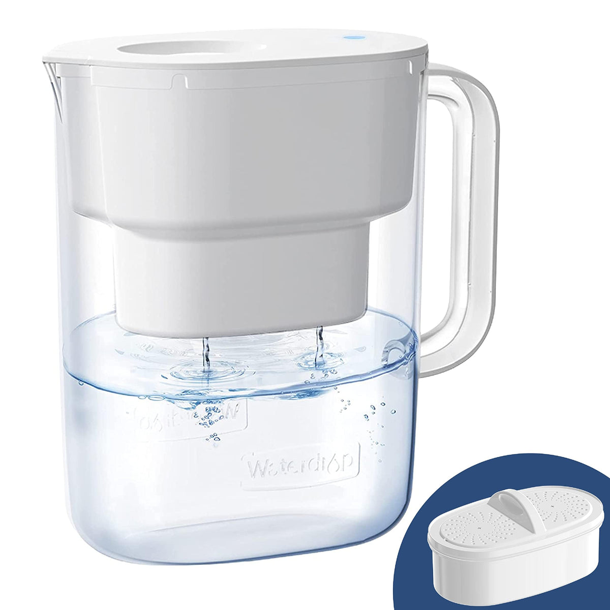 Waterdrop water filter pitcher with hands-free lid for hygienic dispensing