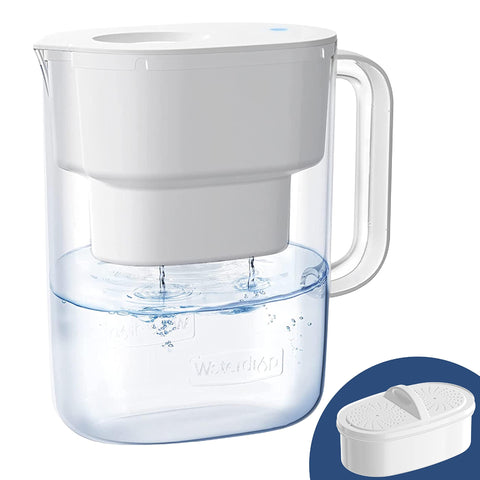 Waterdrop water filter pitcher with hands-free lid for hygienic dispensing