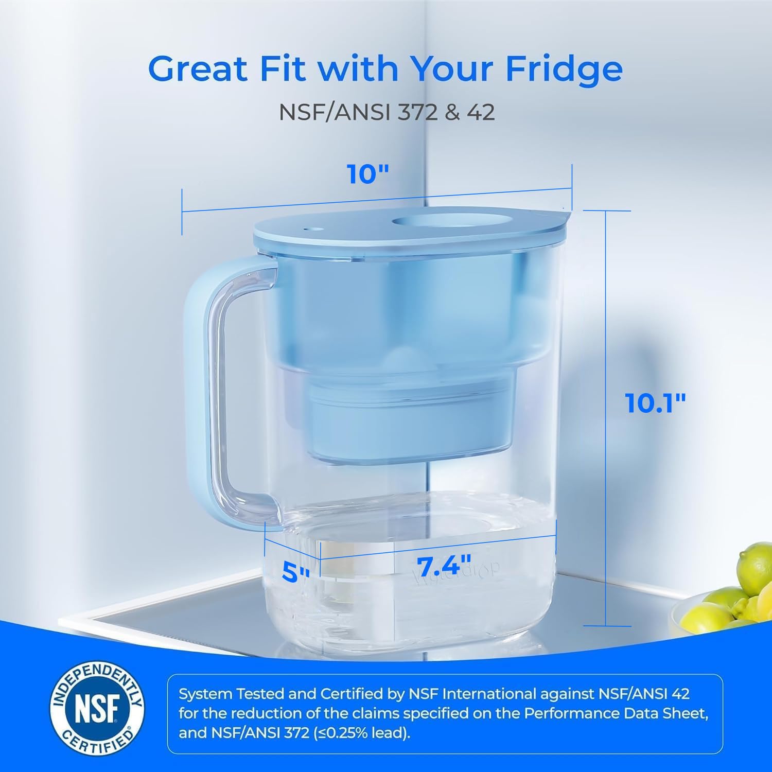 Waterdrop pitcher LED indicator showing filter life at a glance