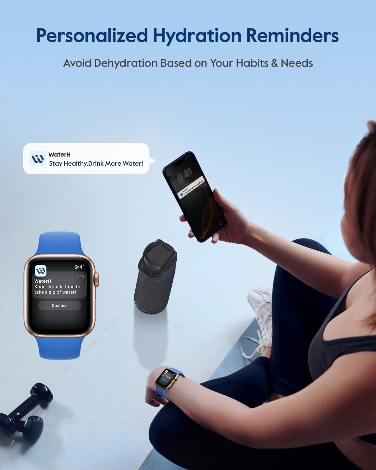 WaterH BOOST 24oz capacity supports all-day hydration at home