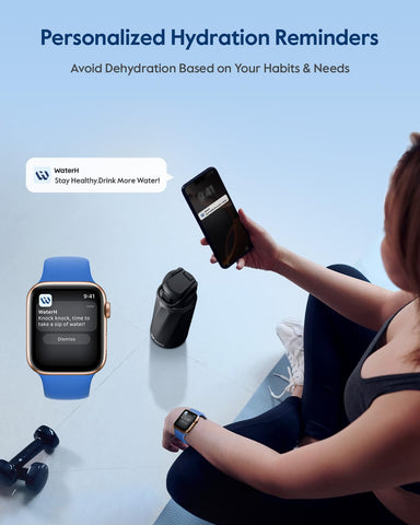 WaterH BOOST bottle Bluetooth tracker displays sip history and progress