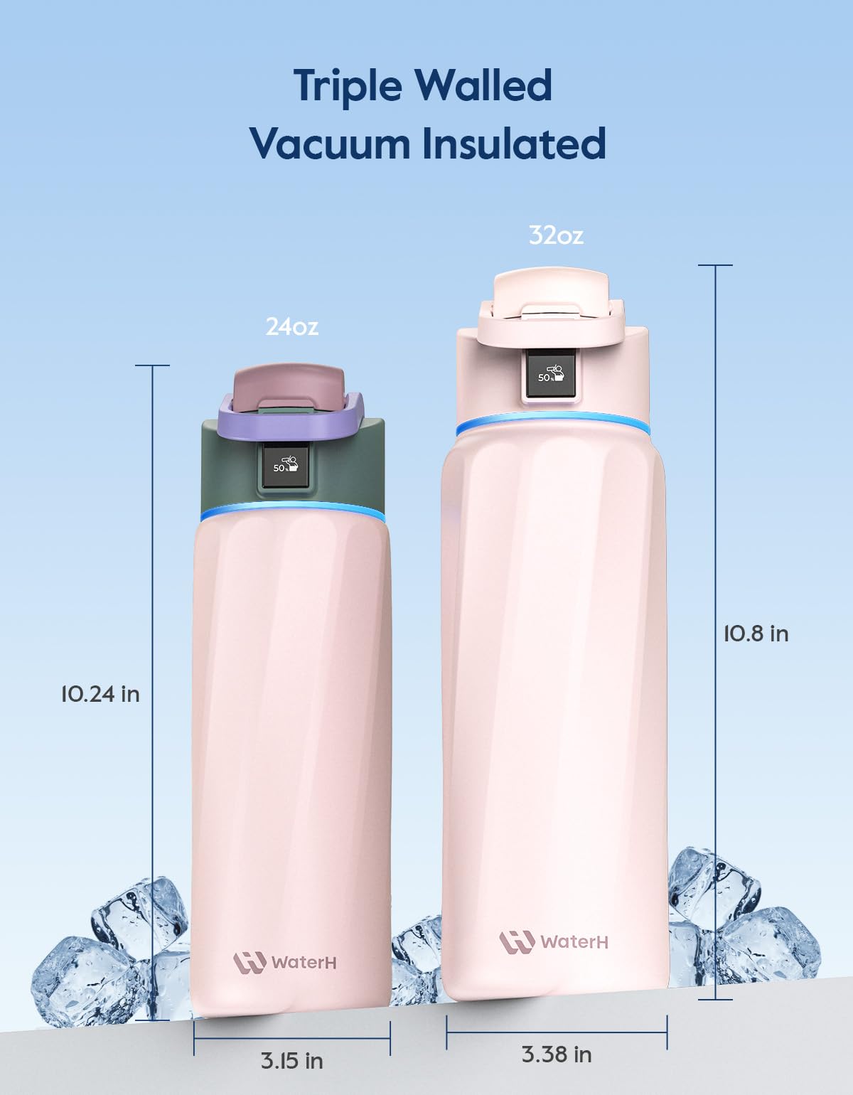 WaterH BOOST bottle supports carbonation and keeps drinks fizzy.