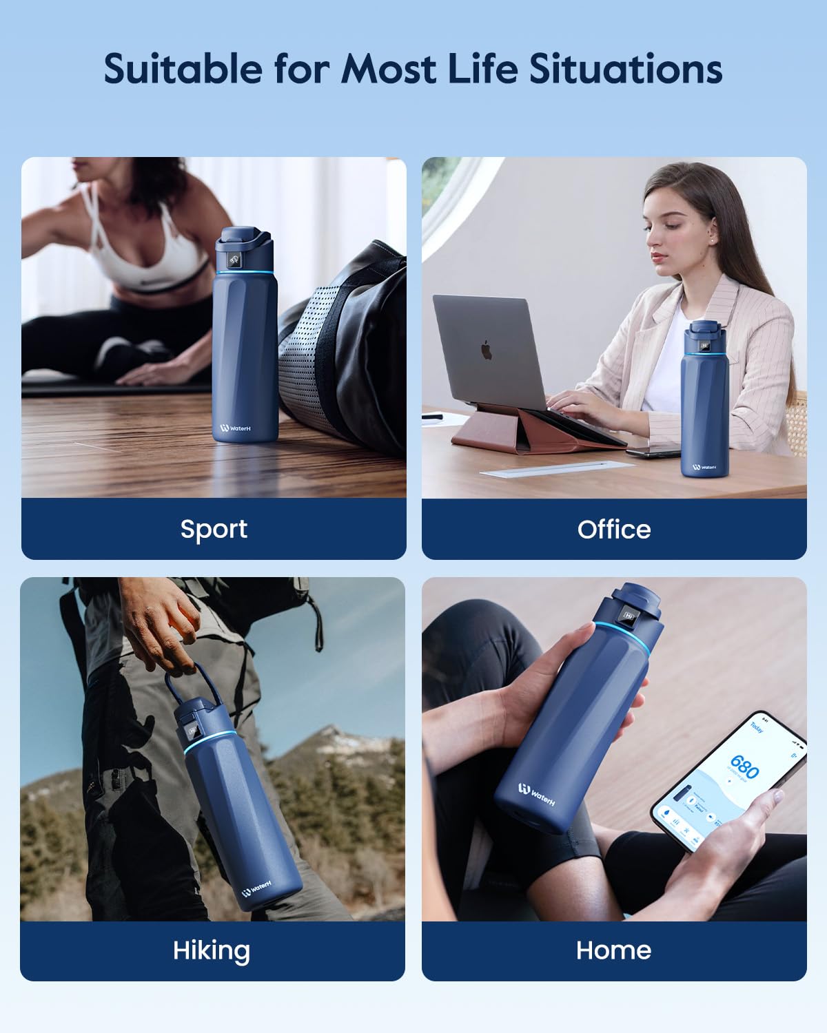 WATERH BOOST bottle flip handle enables easy carry anywhere.