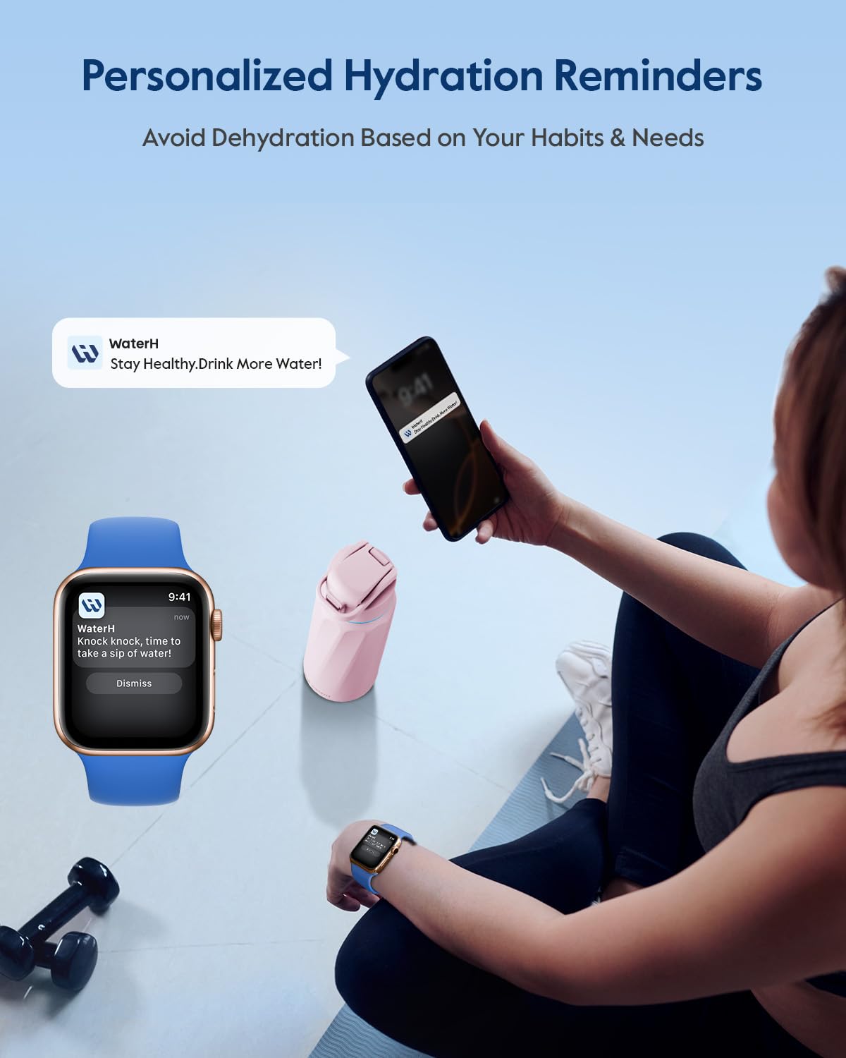 WaterH BOOST bottle's slip-resistant grooves provide a secure grip.