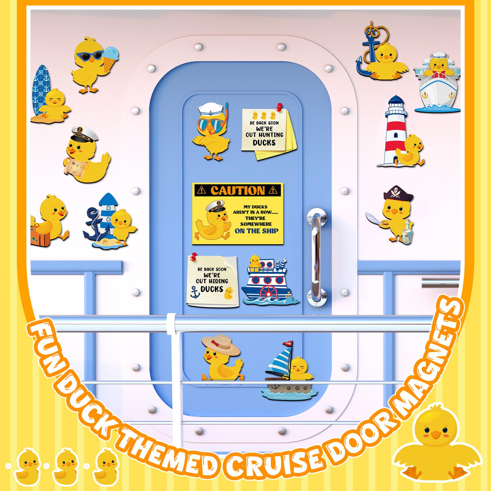 Watersay duck sunbathing magnet for fridges, adds festive decor and quick cabin identification.