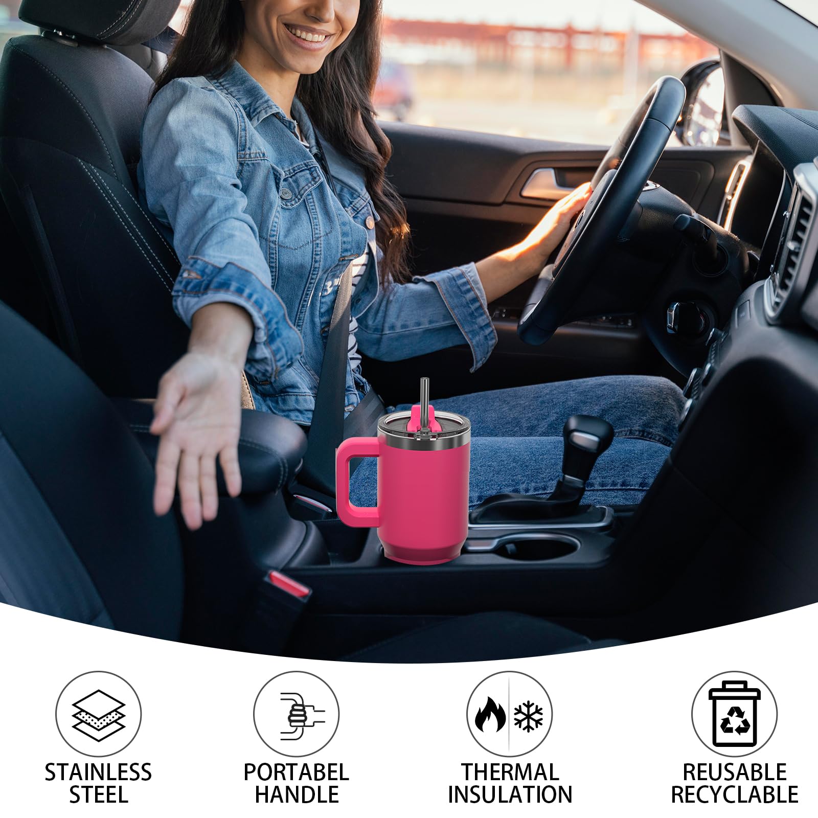 Watersy car cup holder-compatible tumbler for in-car hydration.