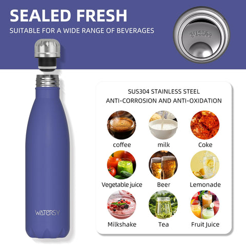 Watersy deep-blue bottle offered with multiple color options to match style